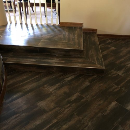 hard flooring on steps with corner - Castillo's Carpet Shack in Riverside, CA