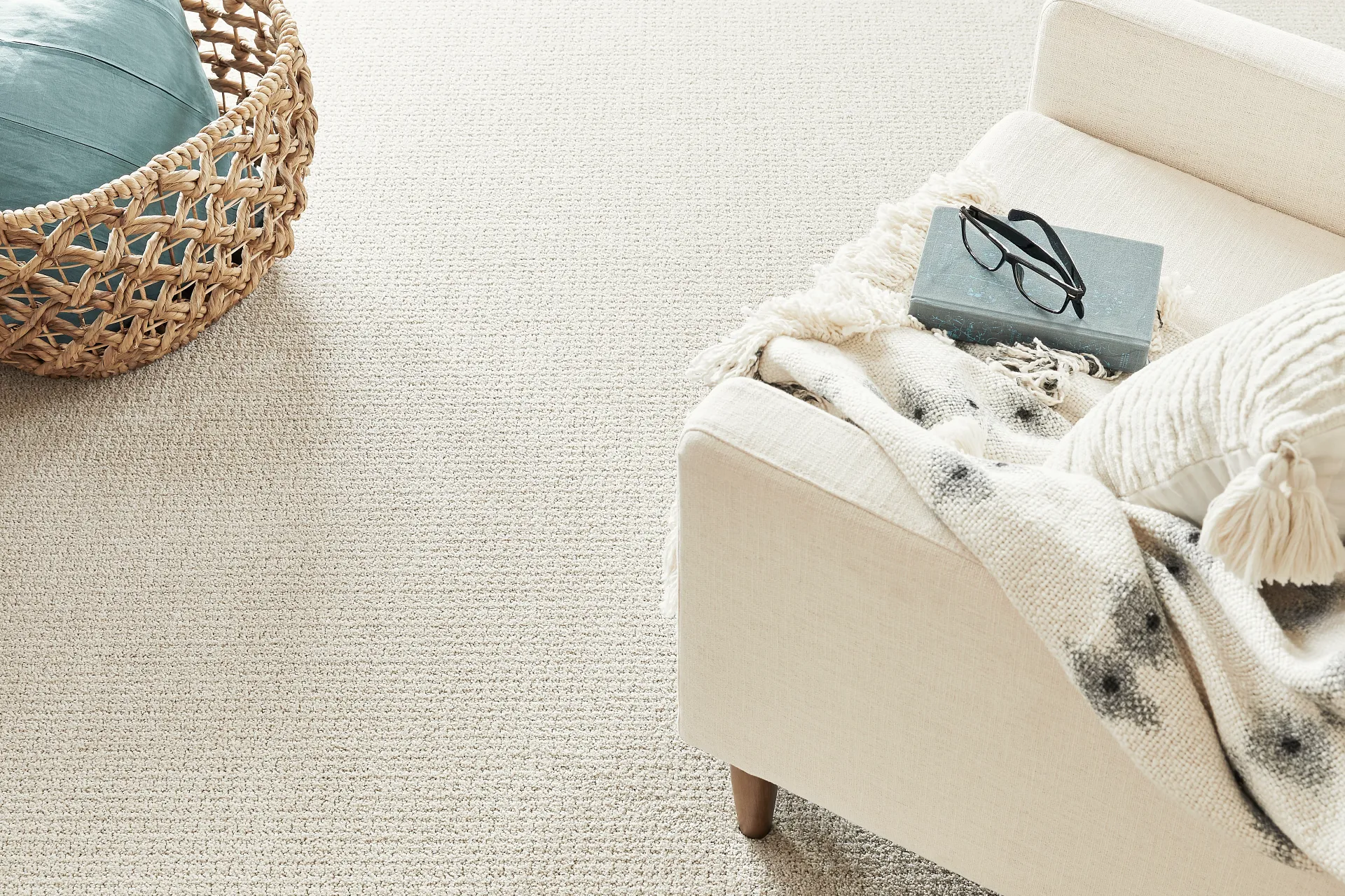 arm chair on white carpet - Castillo's Carpet Shack in Riverside, CA