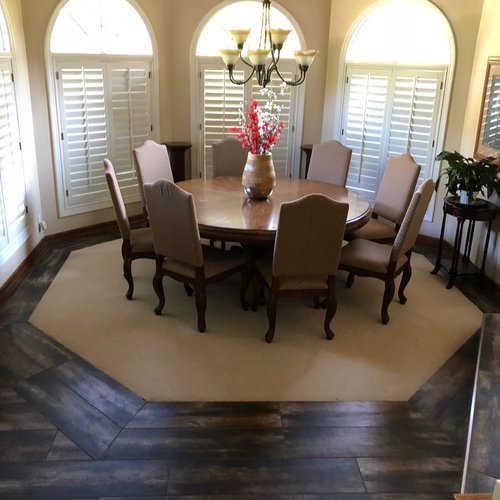 carpet and hard flooring in dining area - Castillo's Carpet Shack in Riverside, CA